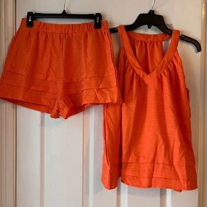 Vibrant Orange Women's Two Piece Outfit